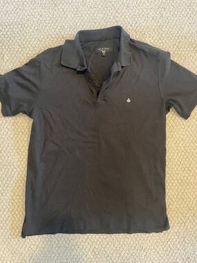 Rag & bone Men's Black Polo Shirt - Classic Short Sleeve
